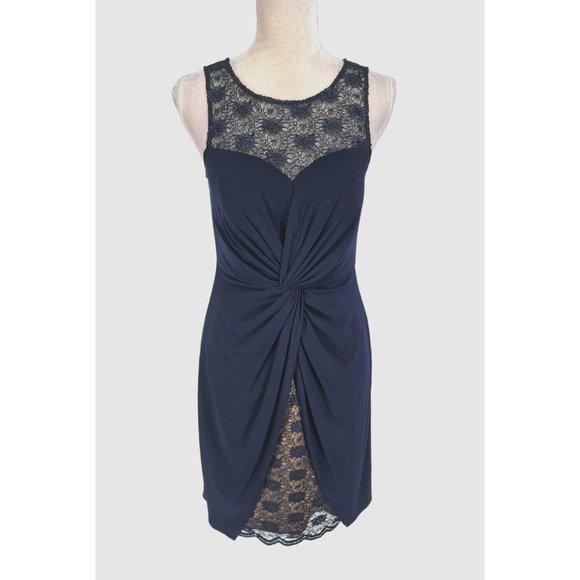 ALEX EVENING Dresses & Skirts - ALEX EVENING Womens Twist Sheath Knee Length Dress Petti Size 10P Navy Blue 150P